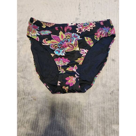 Victoria's Secret Swim S Paisley Bikini Bottom Black Floral - Picture 1 of 3